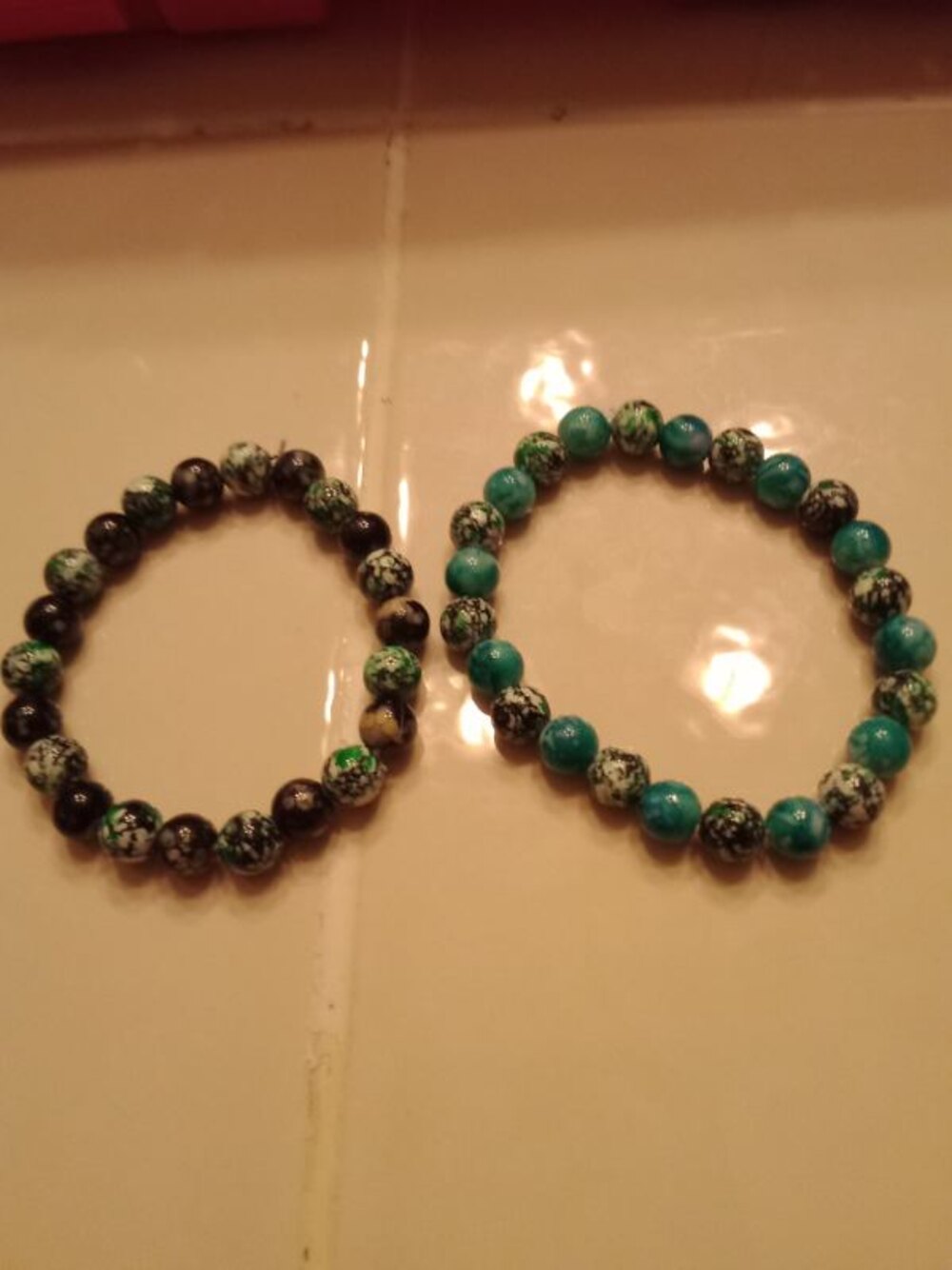 Deep green handmade beaded bracelets